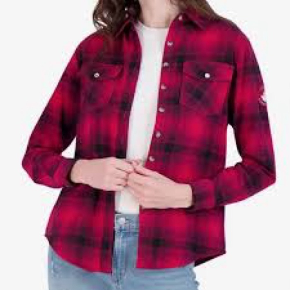 Canada weather gear red plaid flannel button down shirt size medium new with tag